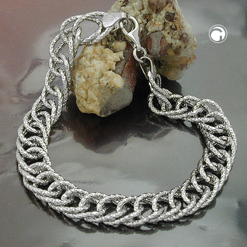 Armband 9,4mm Fantasiemuster rhodiniert Silber 925 19cm - Image 2