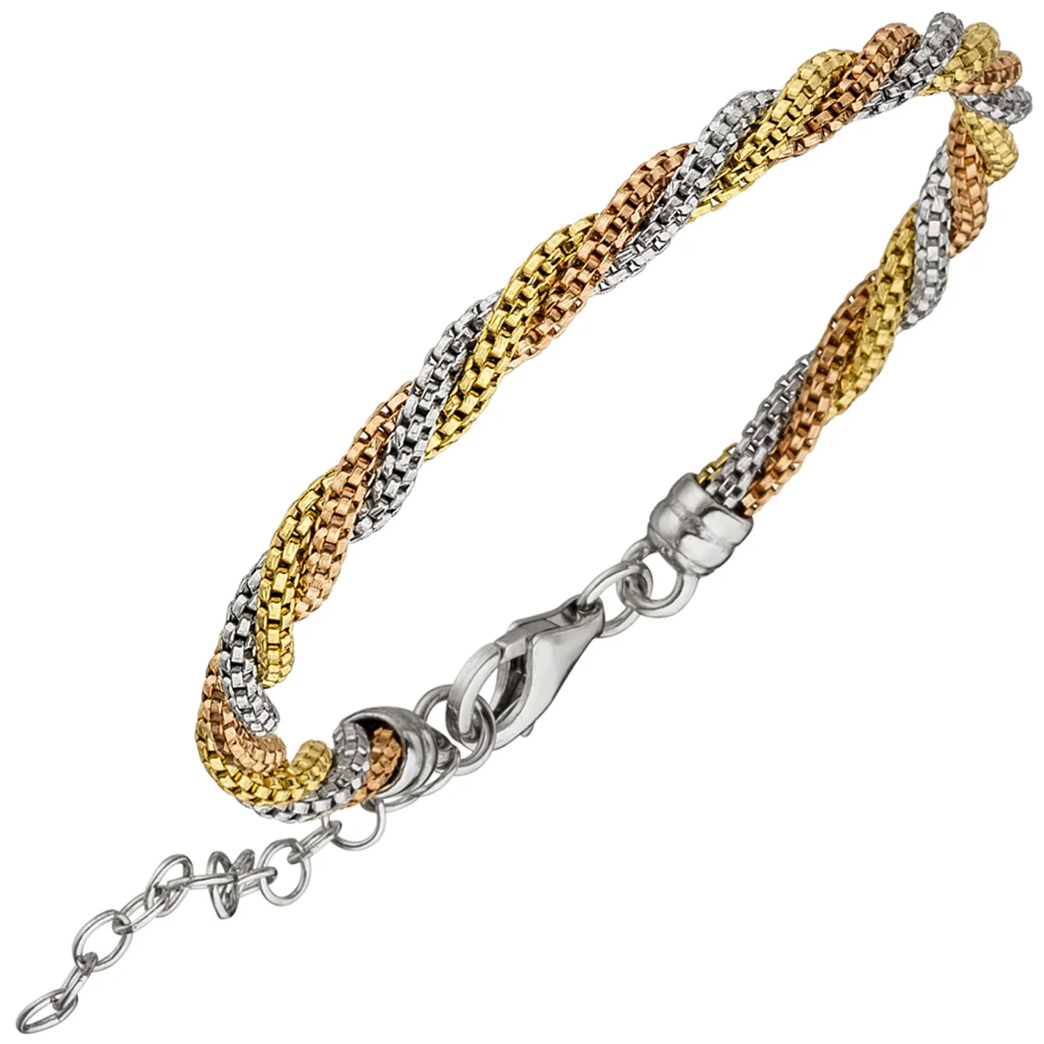 Armband 925 Sterling Silber tricolor dreifarbig vergoldet 22 cm - Image 2