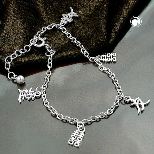Armband Ankerkette mit chinesischen Zeichen Silber 925 19cm - Image 2