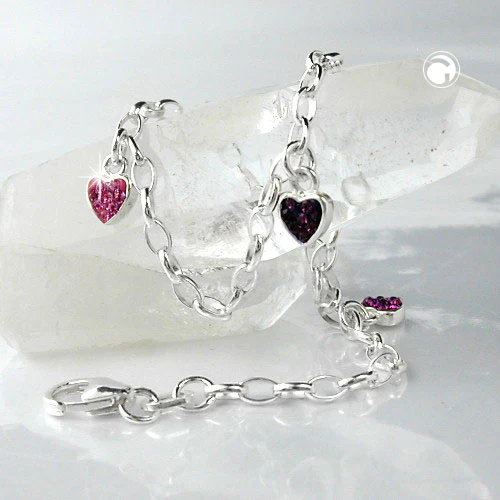 Armband, Herz rosa-pink, Silber 925