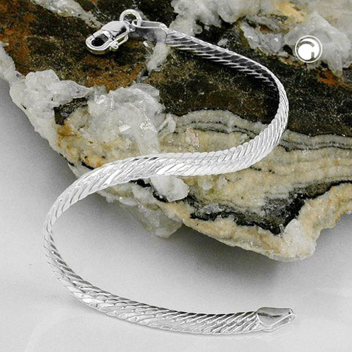 Armband, Panzer flach oval, Silber 925