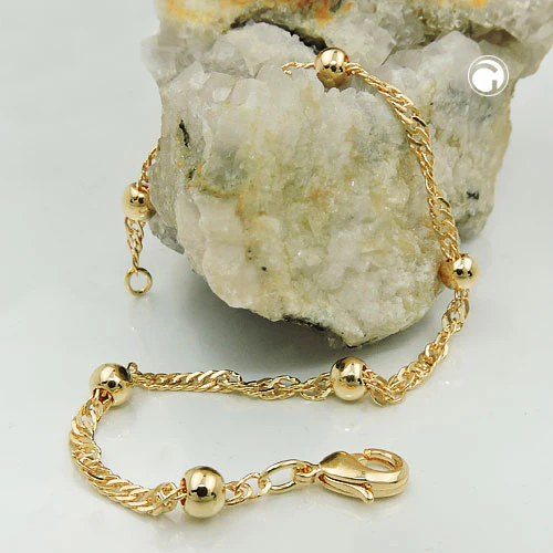 Armband Singapur 3mm mit Kugel 5mm vergoldet AMD 19cm - Image 2