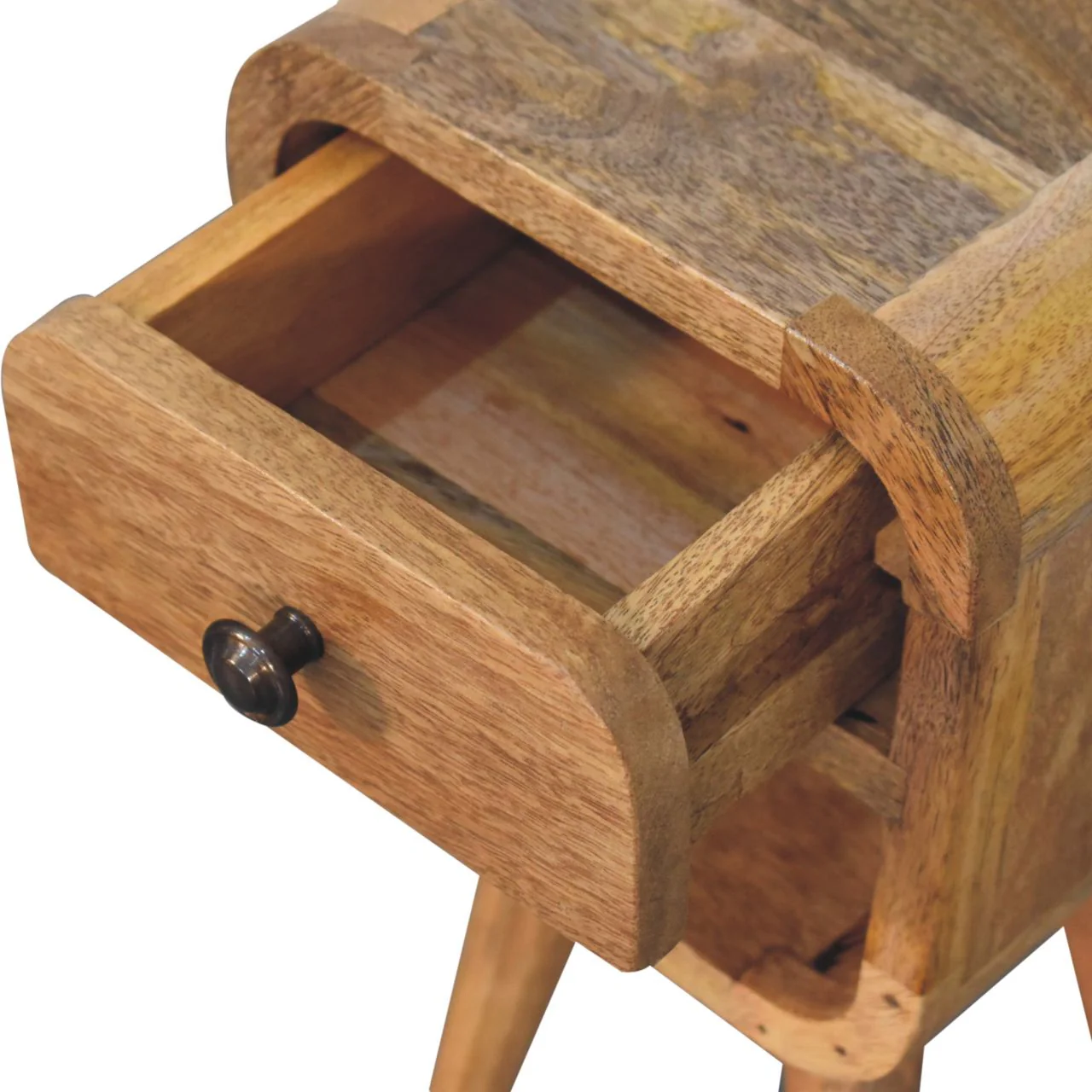 Artisan Furniture extra Mini eichenähnlicher gebogener unterer Nachttisch, 1 Schublade, 1 Regal - Image 9