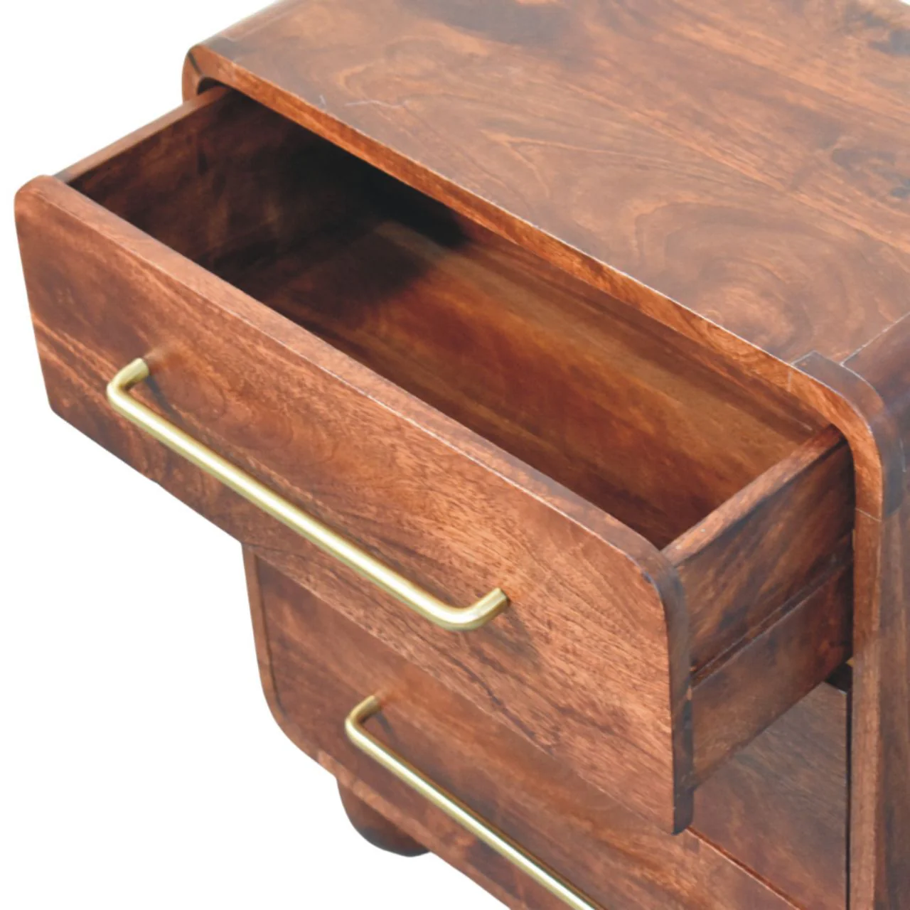 Artisan Furniture Massivholz 3-Schubladen runde Kommode, Braun - Image 7