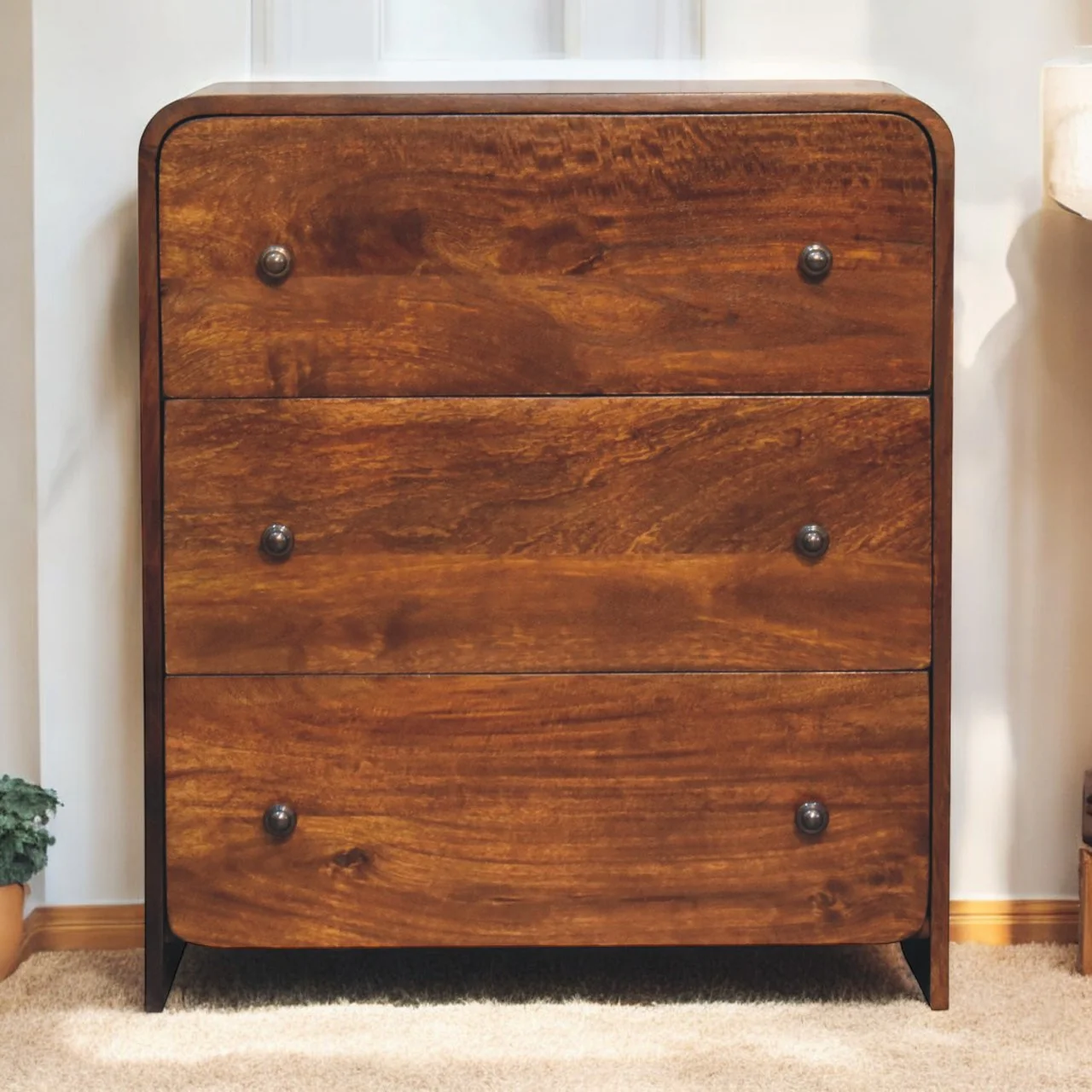 Artisan Furniture Massivholz Aspen schlanke Kommode, 3 Schubladen, Braun - Image 2
