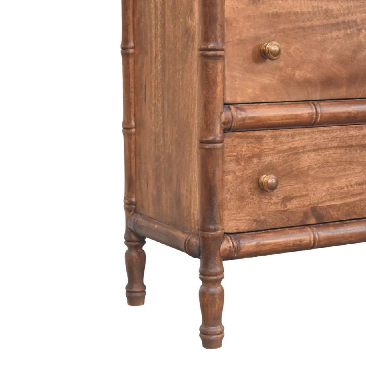 Artisan Furniture Massivholz Bambus geschnitzte 3-Schubladen-Kommode, Braun - Image 10