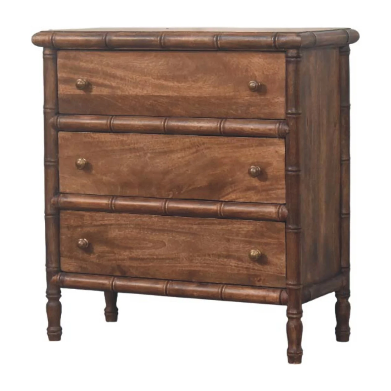 Artisan Furniture Massivholz Bambus geschnitzte 3-Schubladen-Kommode, Braun - Image 6
