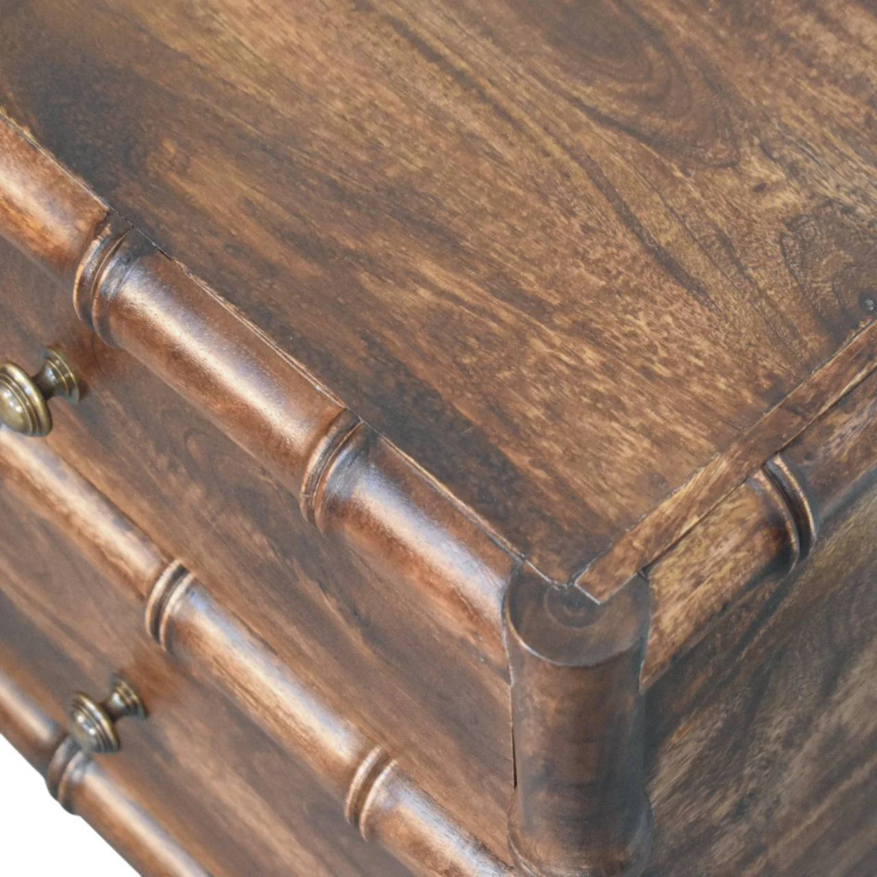 Artisan Furniture Massivholz Bambusrahmen Nachttisch in gerösteter Mandel, 2 Schubladen, Braun - Image 6