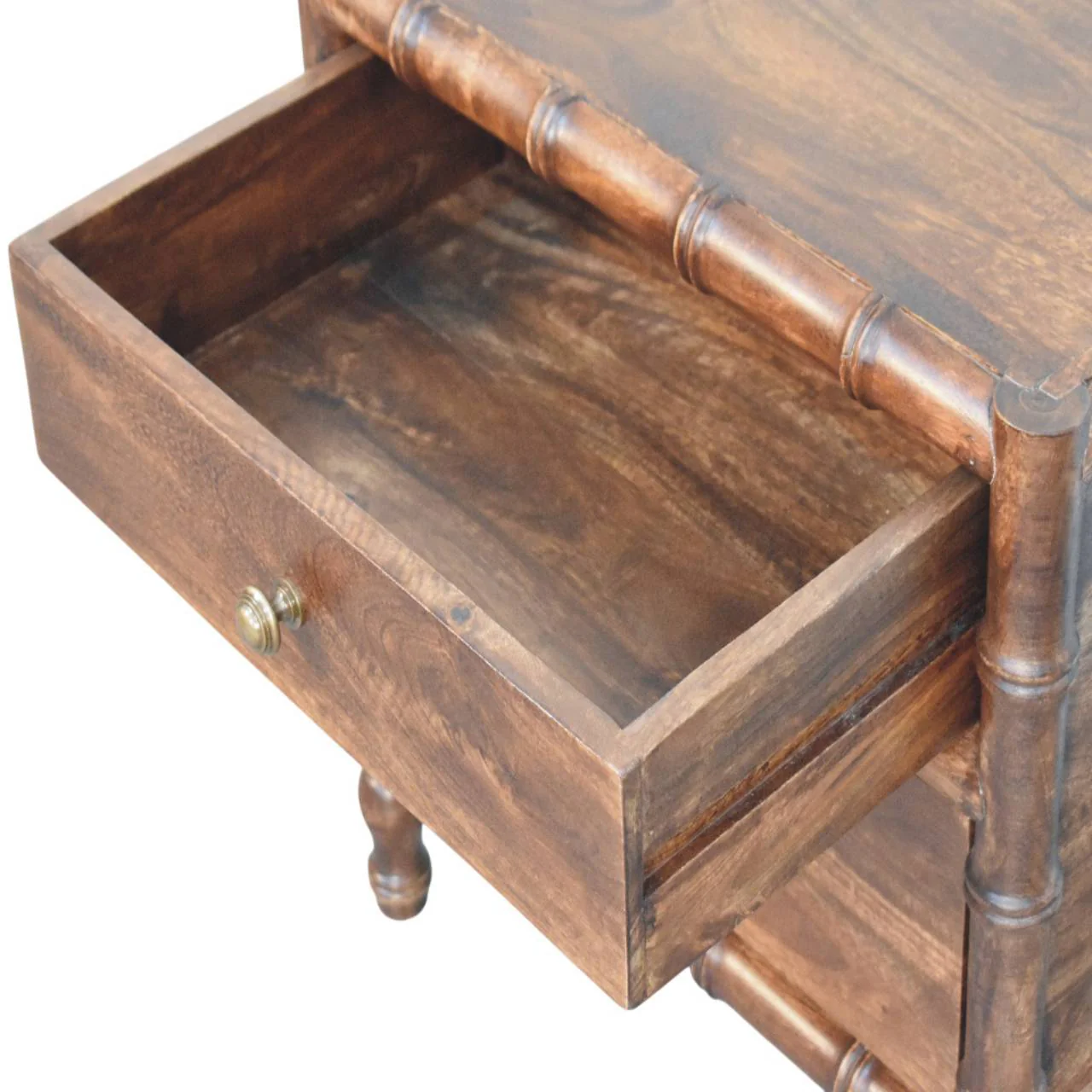 Artisan Furniture Massivholz Bambusrahmen Nachttisch in gerösteter Mandel, 2 Schubladen, Braun - Image 7