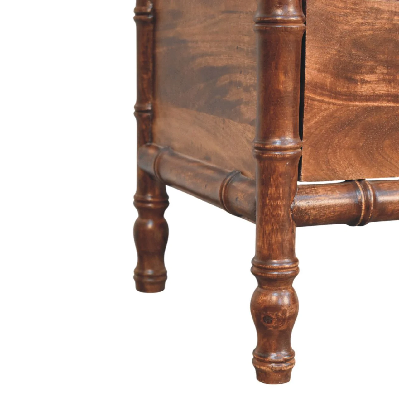 Artisan Furniture Massivholz Bambusrahmen Nachttisch in gerösteter Mandel, 2 Schubladen, Braun - Image 8