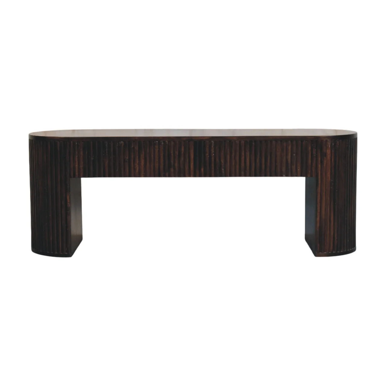 Artisan Furniture Massivholz-Bank „Velvet“ mit geriffelter Oberfläche, mokkafarben