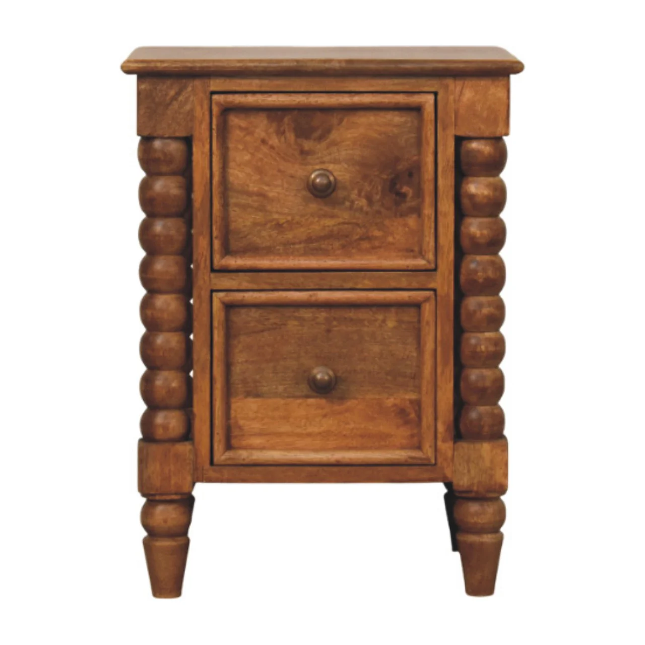Artisan Furniture Massivholz Barley Twist Nachttisch mit 2 Schubladen, Braun