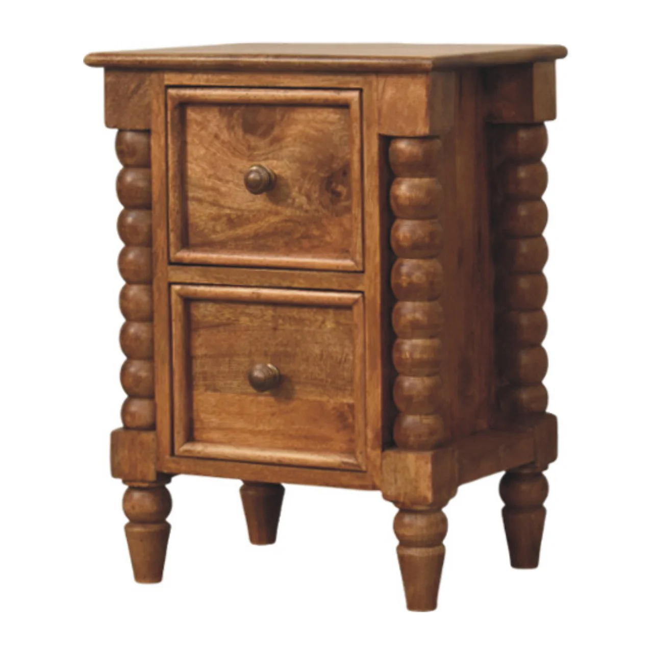 Artisan Furniture Massivholz Barley Twist Nachttisch mit 2 Schubladen, Braun - Image 5