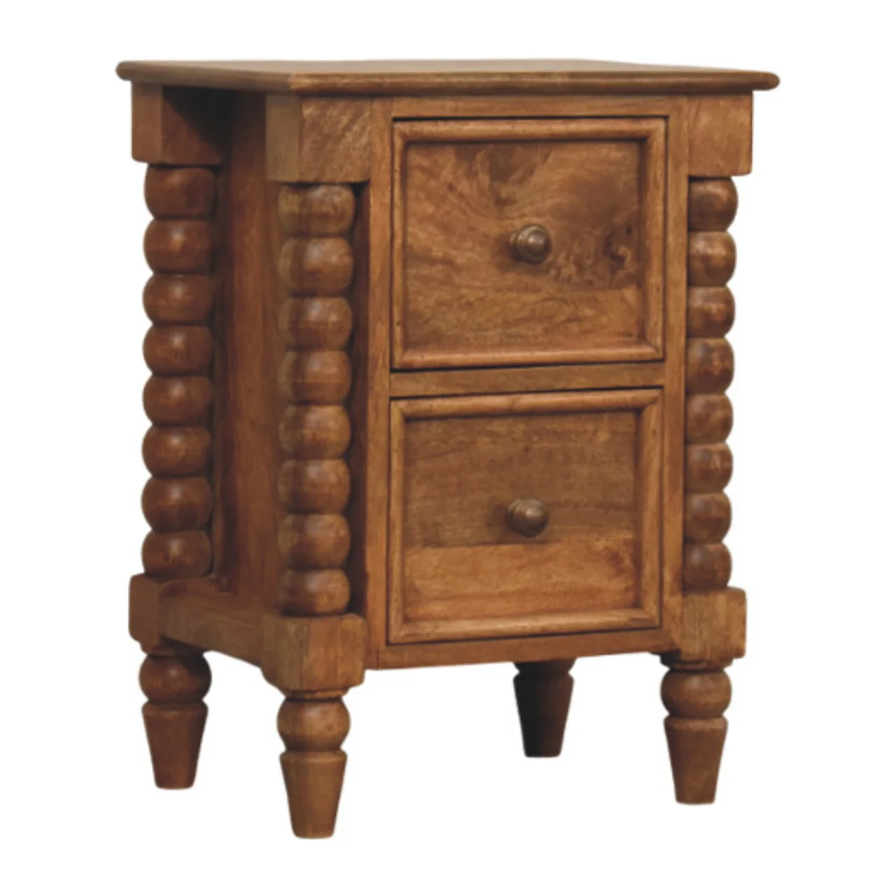Artisan Furniture Massivholz Barley Twist Nachttisch mit 2 Schubladen, Braun - Image 6