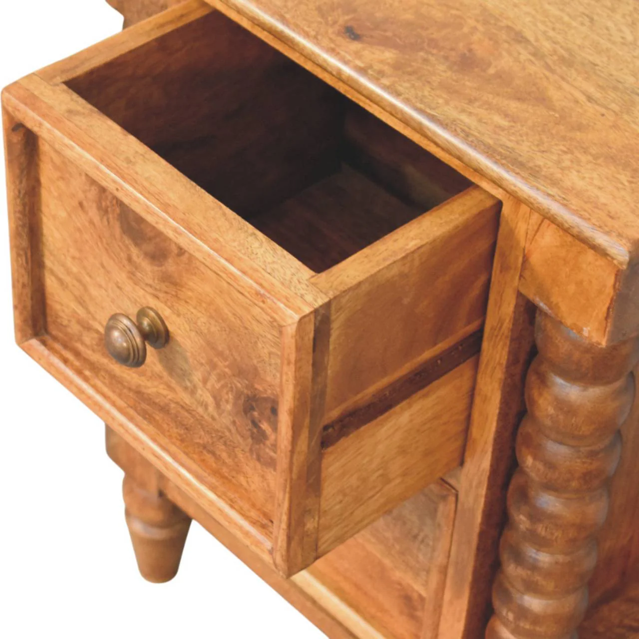 Artisan Furniture Massivholz Barley Twist Nachttisch mit 2 Schubladen, Braun - Image 9