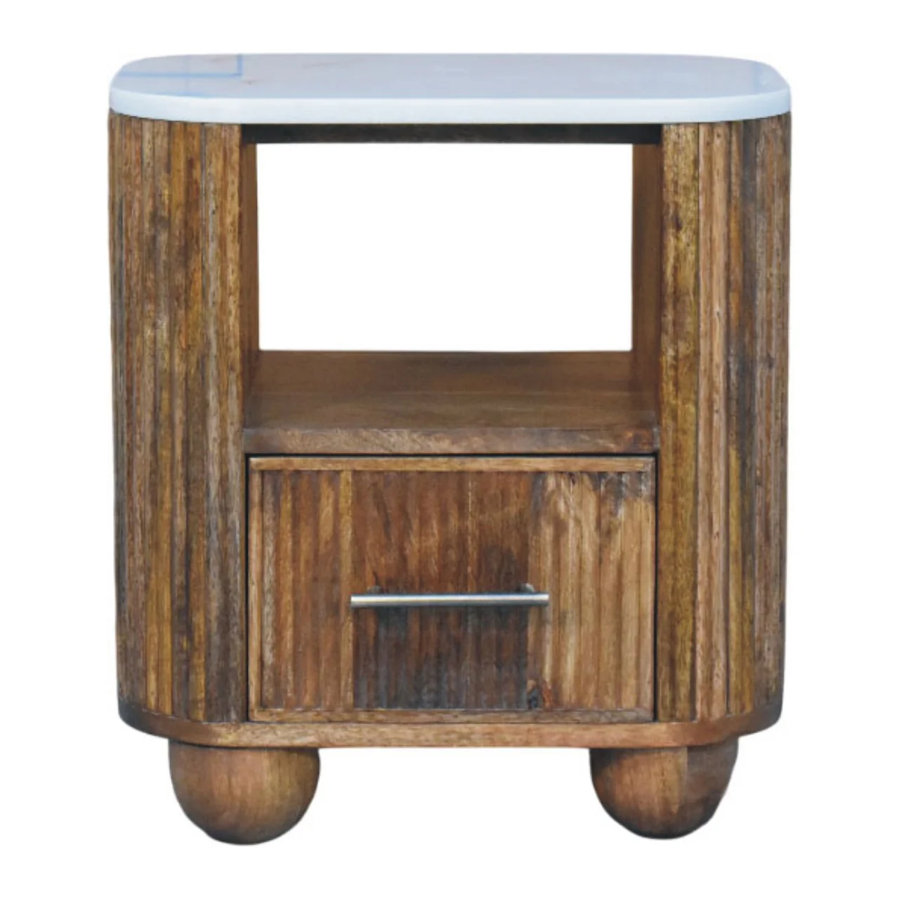 Artisan Furniture Massivholz Beaumont Marmor Nachttisch Braun