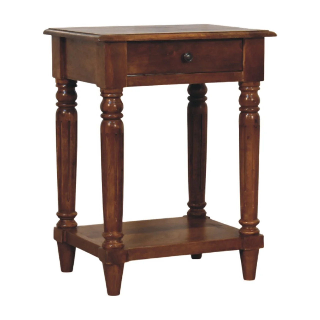 Artisan Furniture Massivholz-Beistelltisch mit gedrechselten Beinen aus Kastanienholz, 1 Schublade - Image 2
