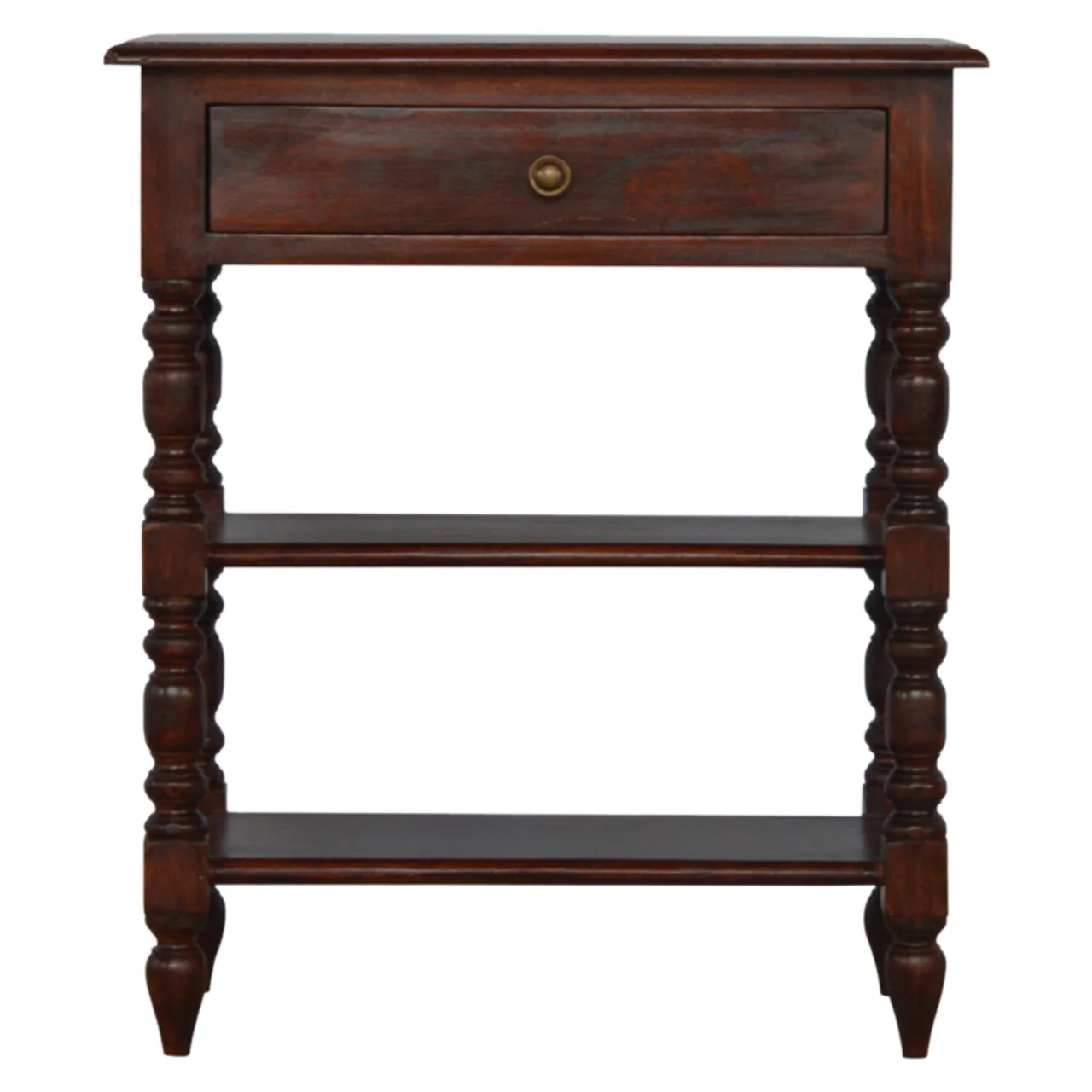 Artisan Furniture Massivholz-Beistelltisch mit gedrechselten Beinen, braun