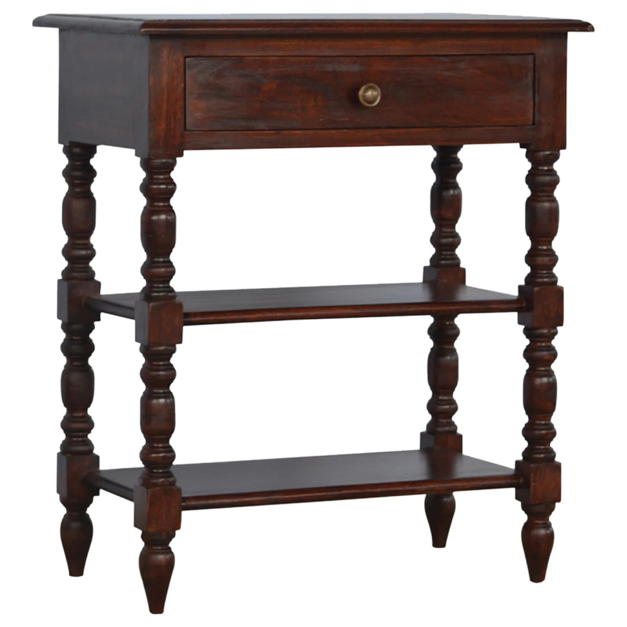 Artisan Furniture Massivholz-Beistelltisch mit gedrechselten Beinen, braun - Image 3