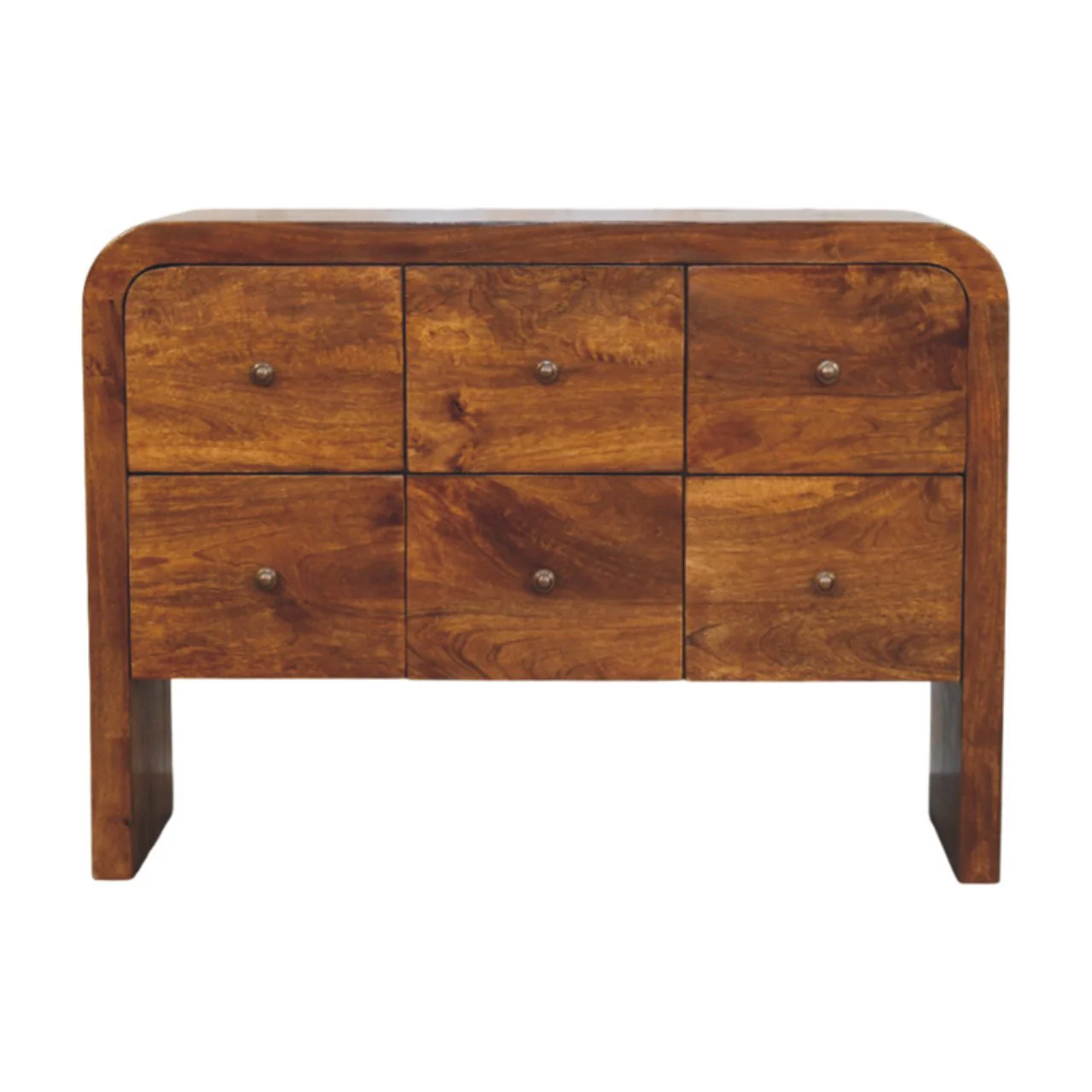 Artisan Furniture Massivholz Darcy Kommode mit 3 über 3 Schubladen in Kastanienholz-Optik Braun