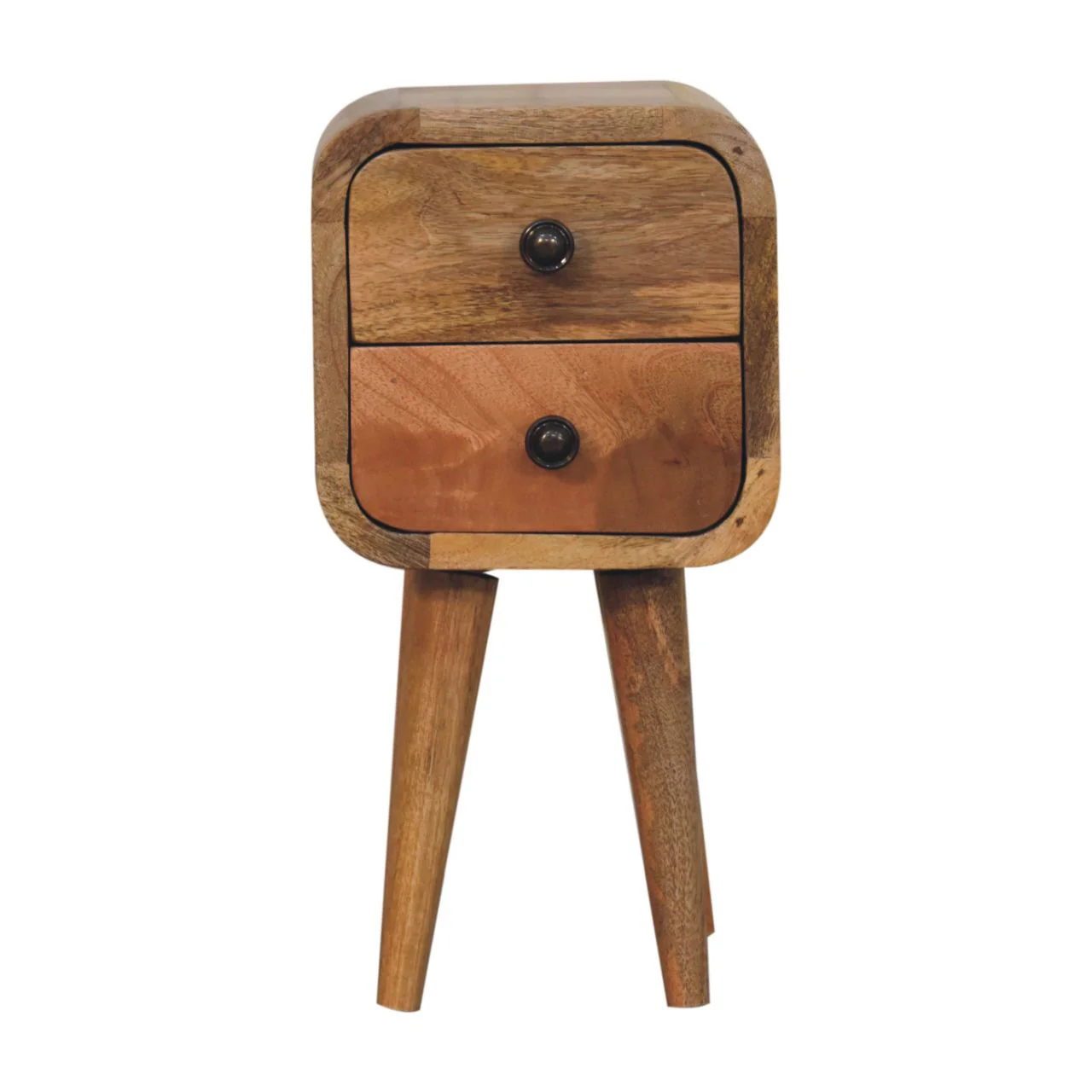 Artisan Furniture Massivholz Extra Mini Geschwungener Nachttisch Eiche Braun