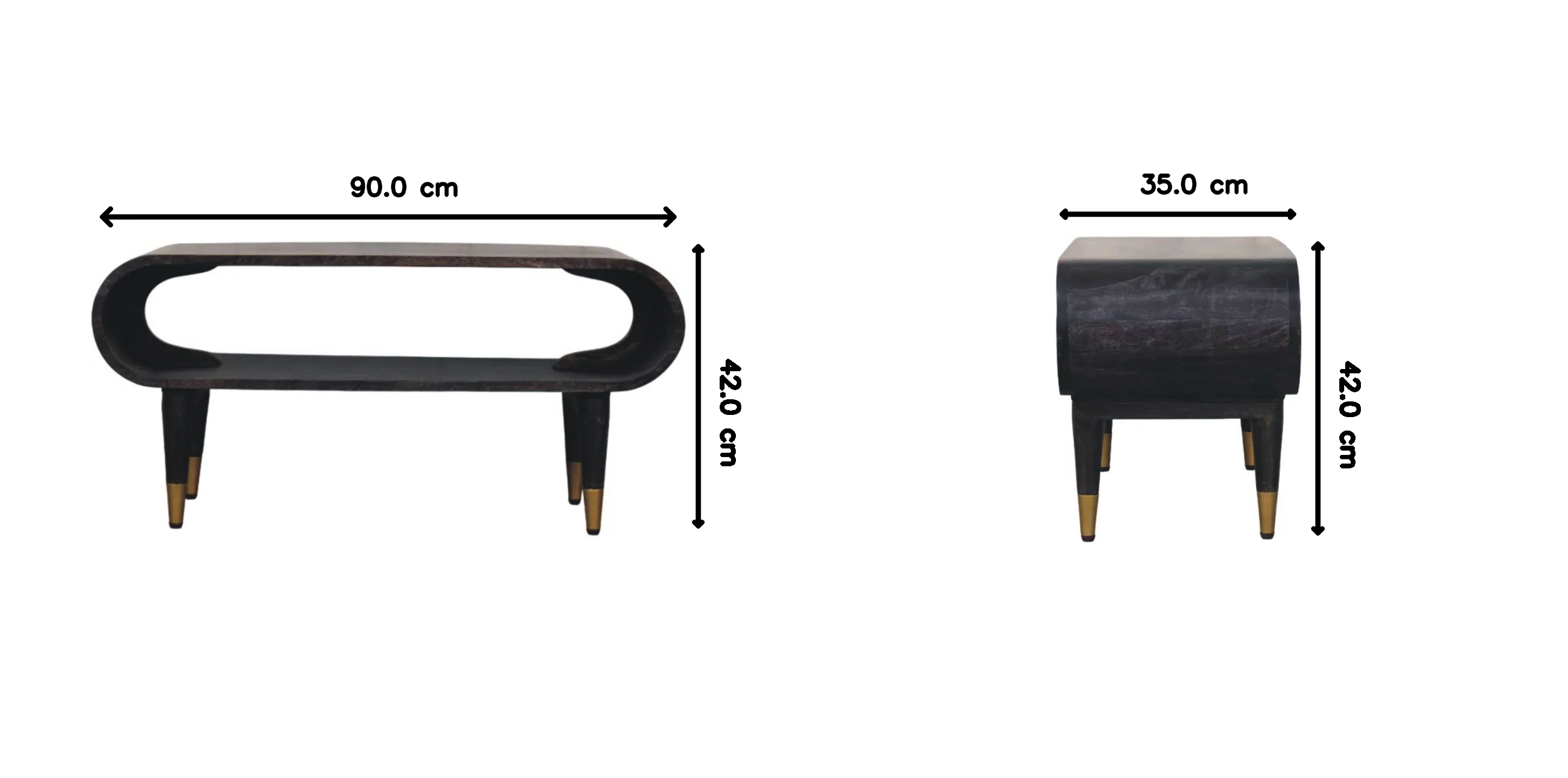 Artisan Furniture Massivholz gebogene Kante Medieneinheit mit Messingakzenten, 1 offenes Fach - Image 10