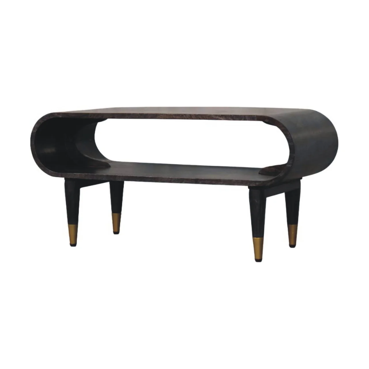 Artisan Furniture Massivholz gebogene Kante Medieneinheit mit Messingakzenten, 1 offenes Fach - Image 4