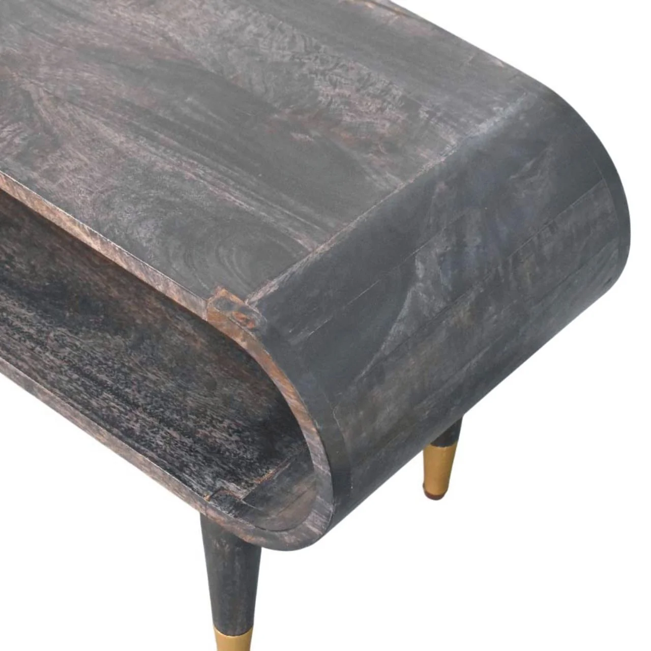 Artisan Furniture Massivholz gebogene Kante Medieneinheit mit Messingakzenten, 1 offenes Fach - Image 6