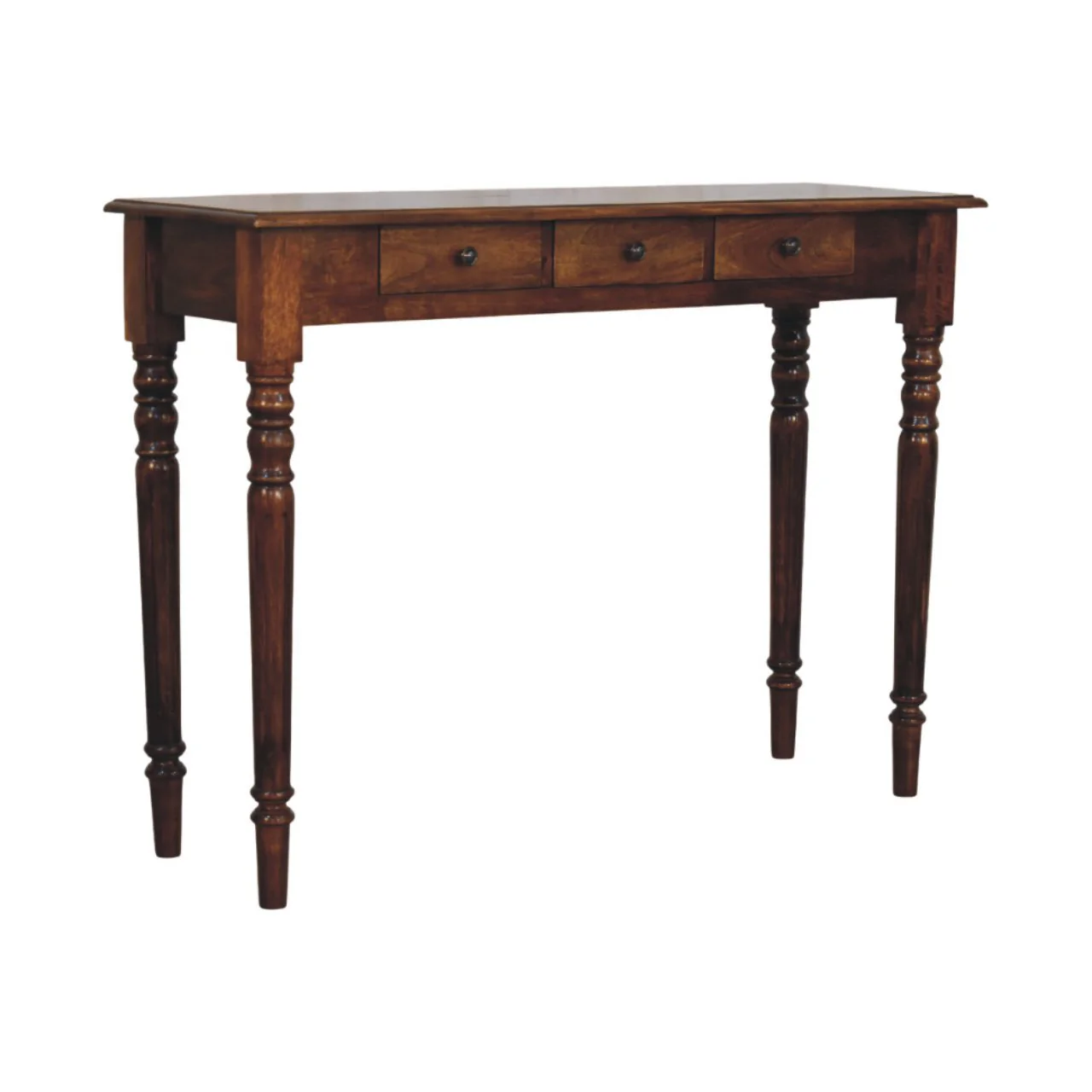 Artisan Furniture Massivholz gedrehte Beine 3-Schubladen Kastanien Konsole, Braun - Image 3