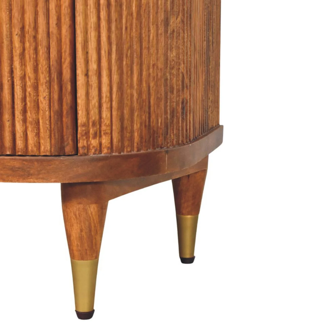 Artisan Furniture Massivholz gerippter Nachttisch mit Messingakzenten, 2 Schubladen, Beige - Image 8