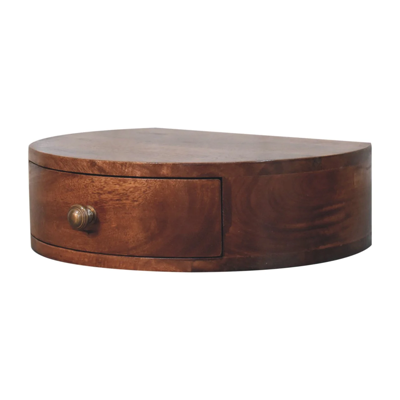 Artisan Furniture Massivholz Honig-Karamell wandmontierter runder Nachttisch, 1 Schublade, Braun - Image 5