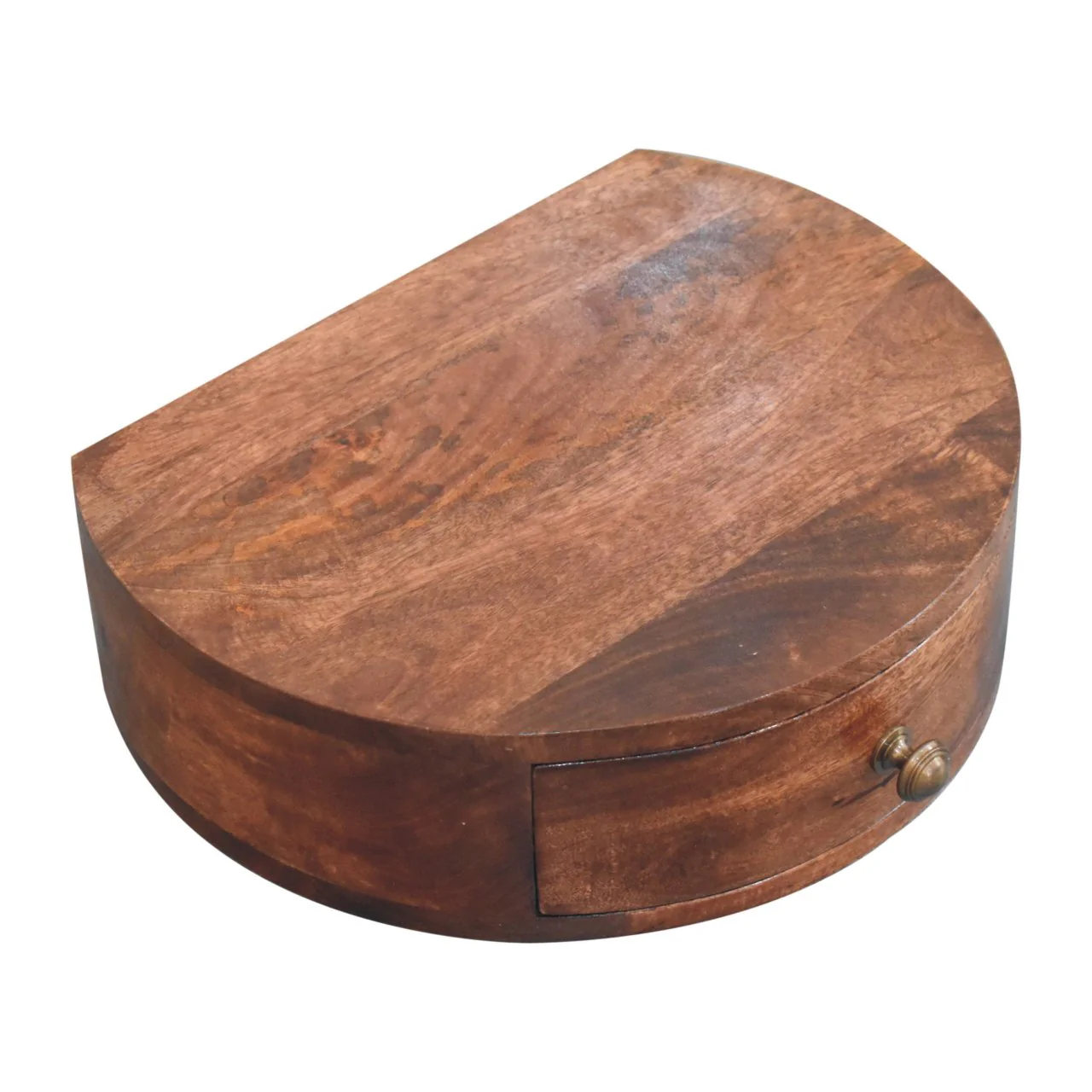 Artisan Furniture Massivholz Honig-Karamell wandmontierter runder Nachttisch, 1 Schublade, Braun - Image 8