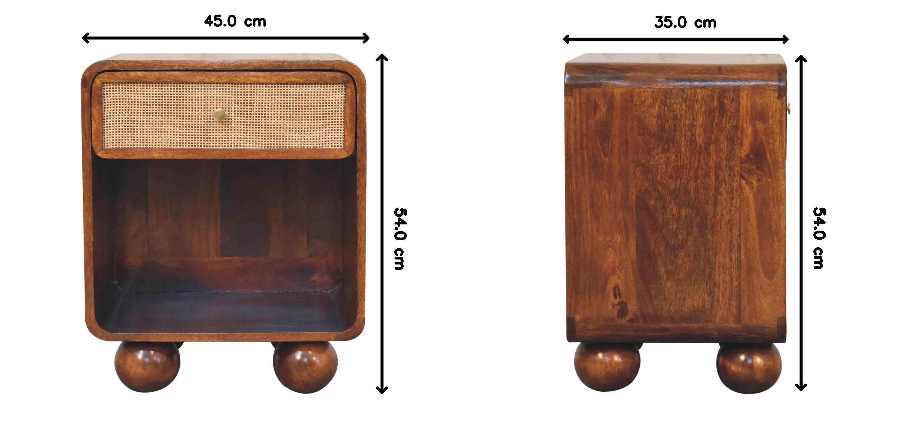 Artisan Furniture Massivholz Kastanien offener gewebter Nachttisch, 1 Schublade, 1 Regal, Braun - Image 4