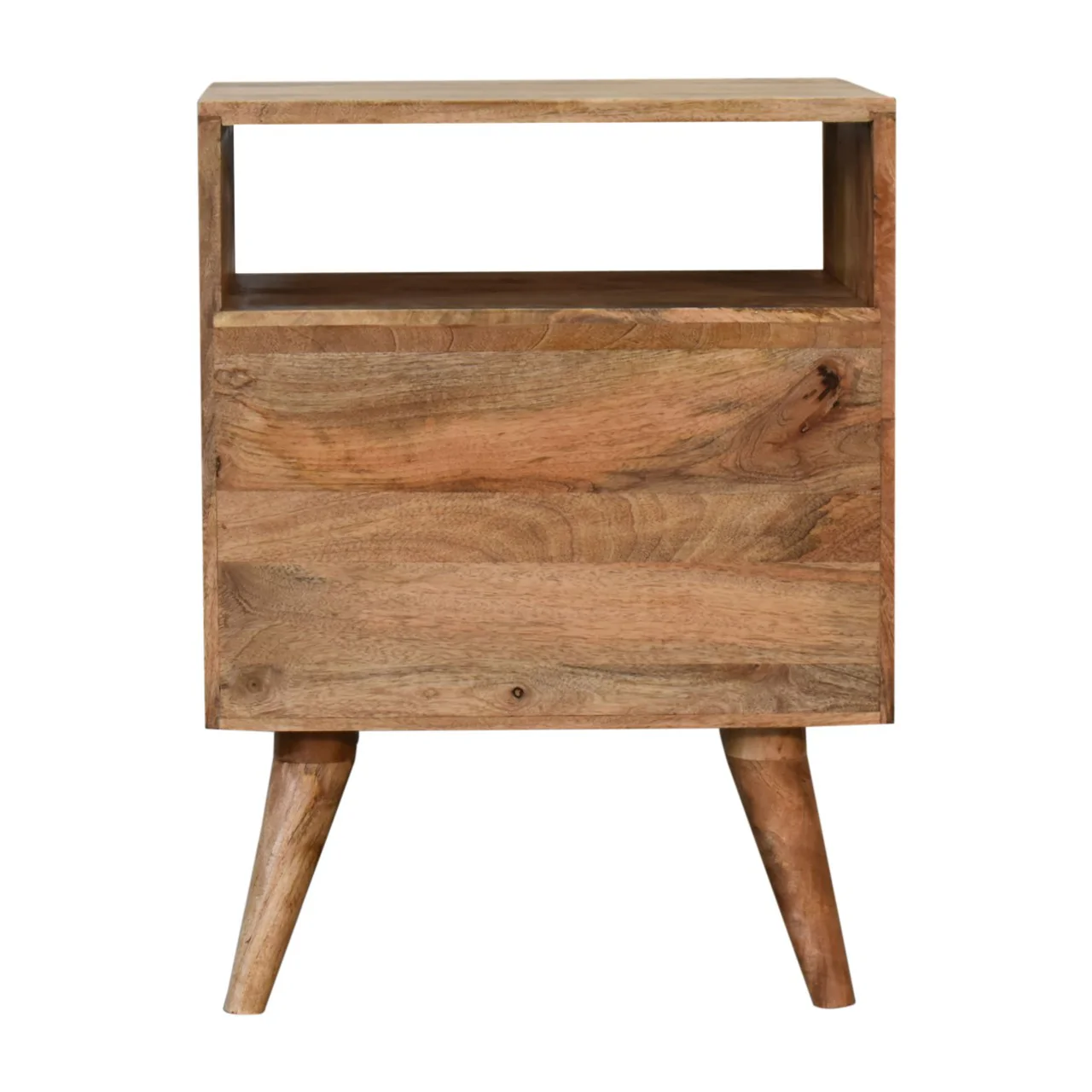 Artisan Furniture Massivholz klassischer eichenähnlicher Nachttisch, 2 Schubladen, 1 offenes Fach - Image 2