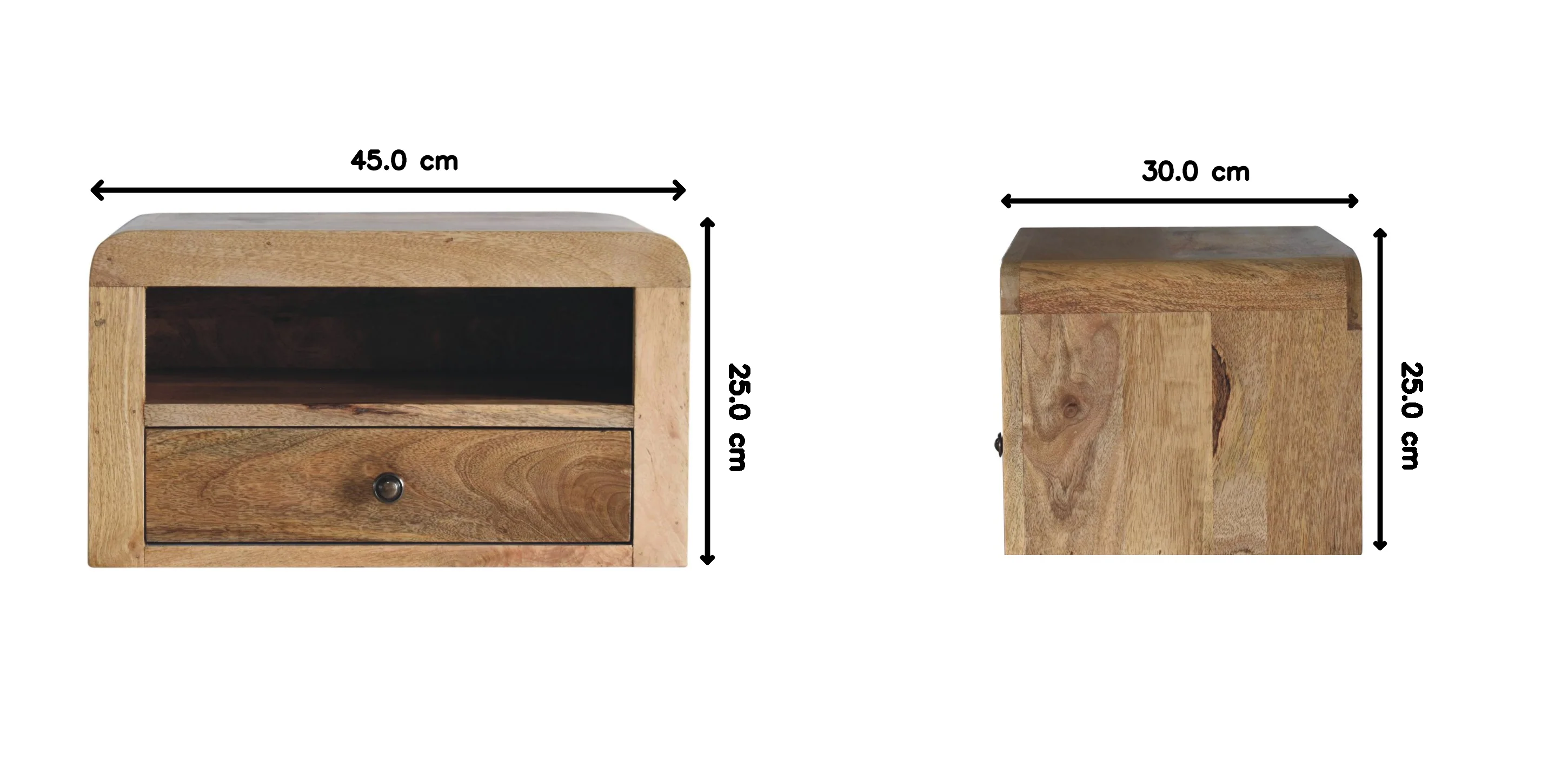 Artisan Furniture Massivholz klobiger eichenähnlicher schwebender Nachttisch, 1 Schublade, 1 Regal - Image 2