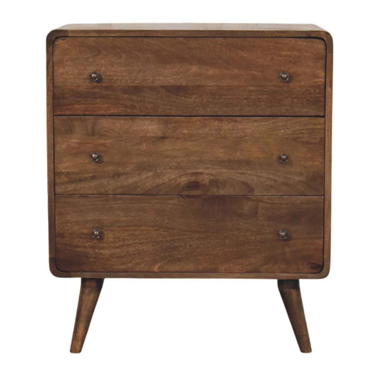 Artisan Furniture Massivholz-Kommode mit 3 Schubladen und geschwungenen Kanten, braun