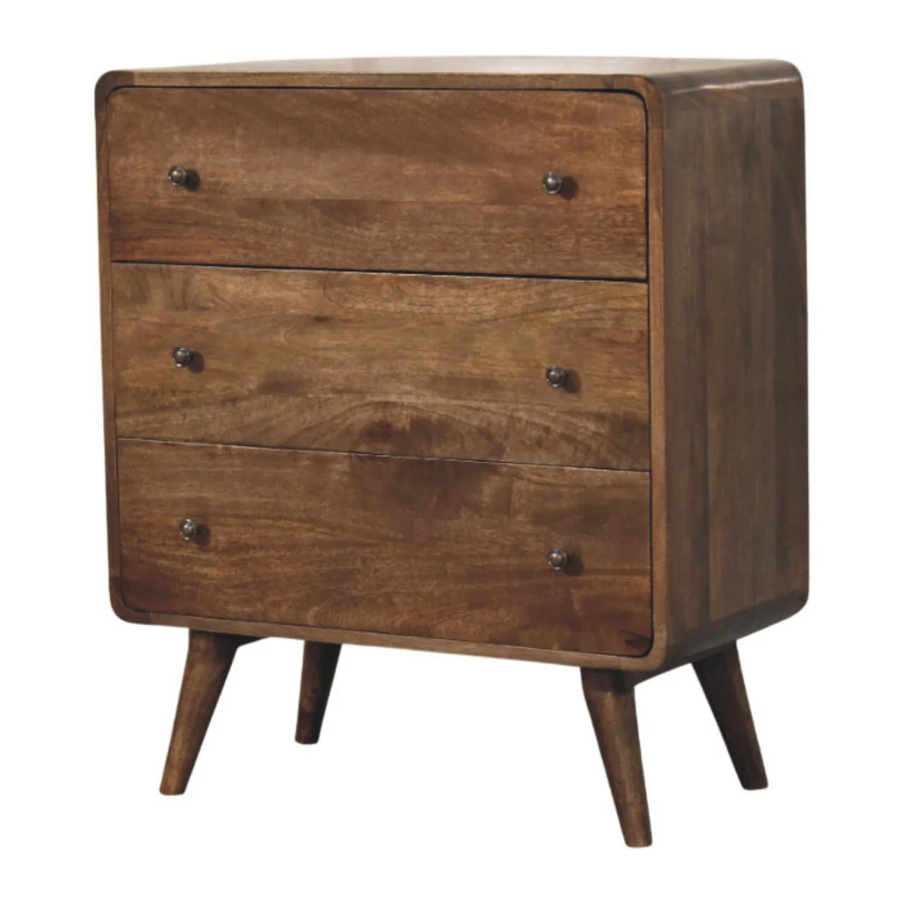 Artisan Furniture Massivholz-Kommode mit 3 Schubladen und geschwungenen Kanten, braun - Image 2