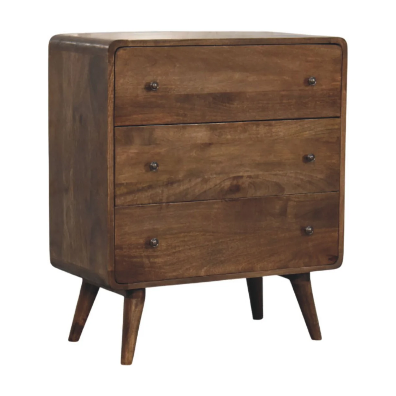 Artisan Furniture Massivholz-Kommode mit 3 Schubladen und geschwungenen Kanten, braun - Image 3