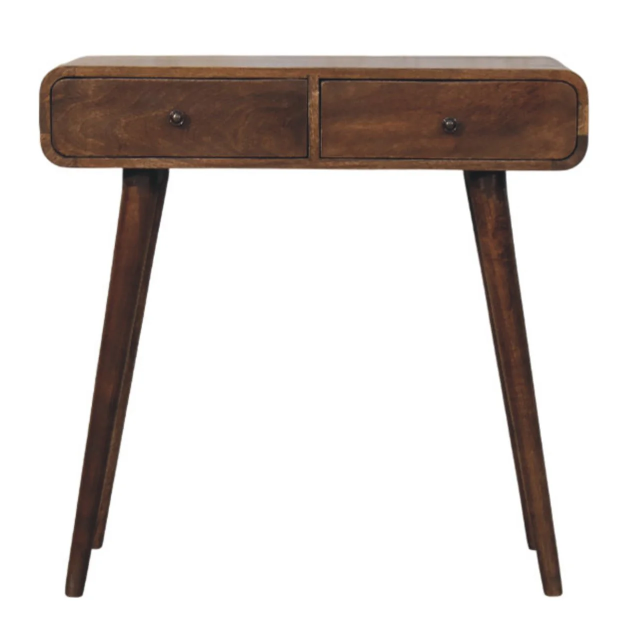 Artisan Furniture Massivholz-Konsole mit abgerundeten Kanten in klassischem Graubraun