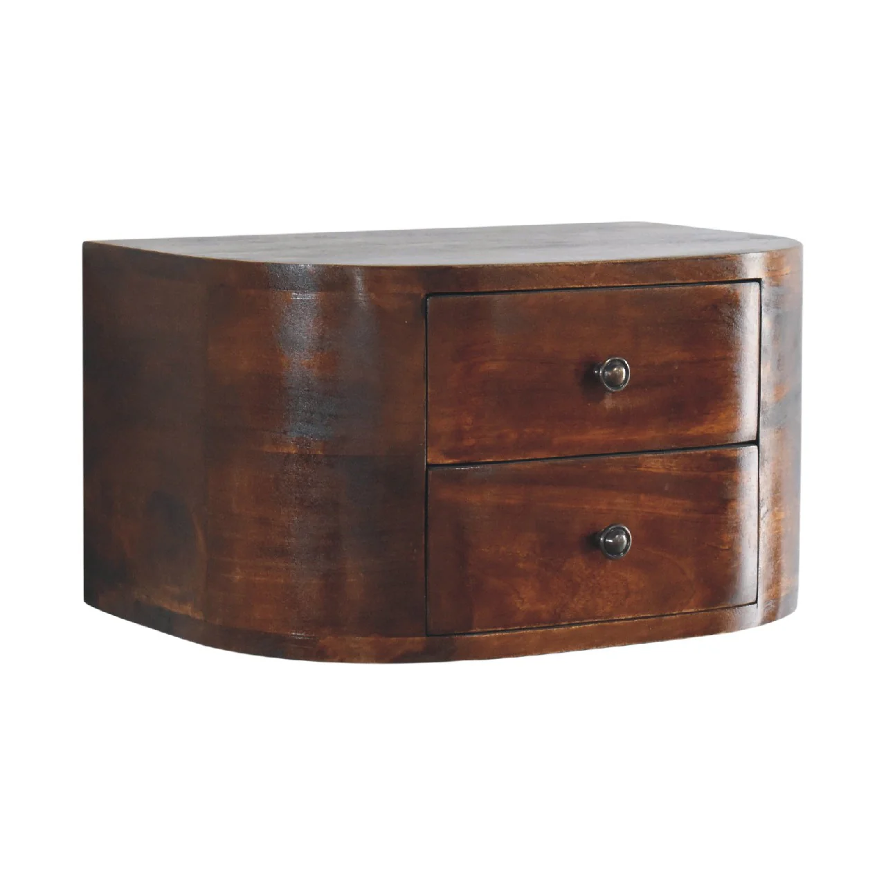 Artisan Furniture Massivholz Lunar Nachttisch mit 2 schwebenden Schubladen, Braun - Image 3