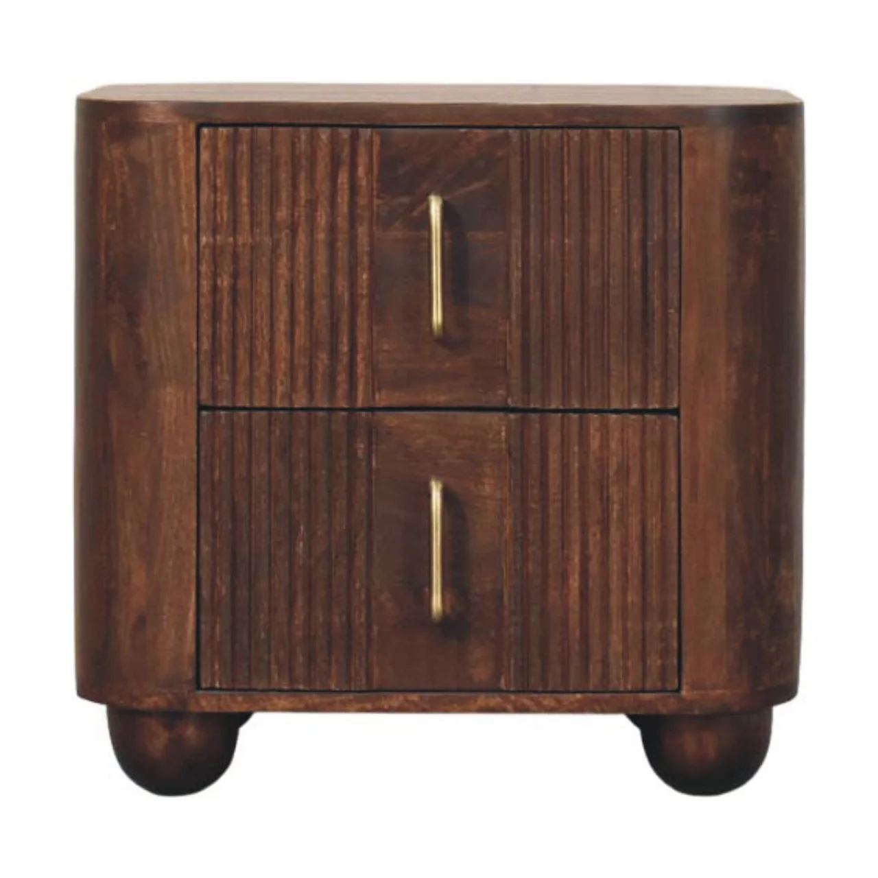 Artisan Furniture Massivholz Marlowe gerillter Nachttisch, 2 Schubladen, Dunkelbraun