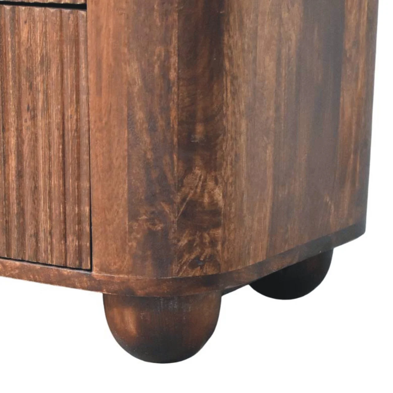 Artisan Furniture Massivholz Marlowe gerillter Nachttisch, 2 Schubladen, Dunkelbraun - Image 10