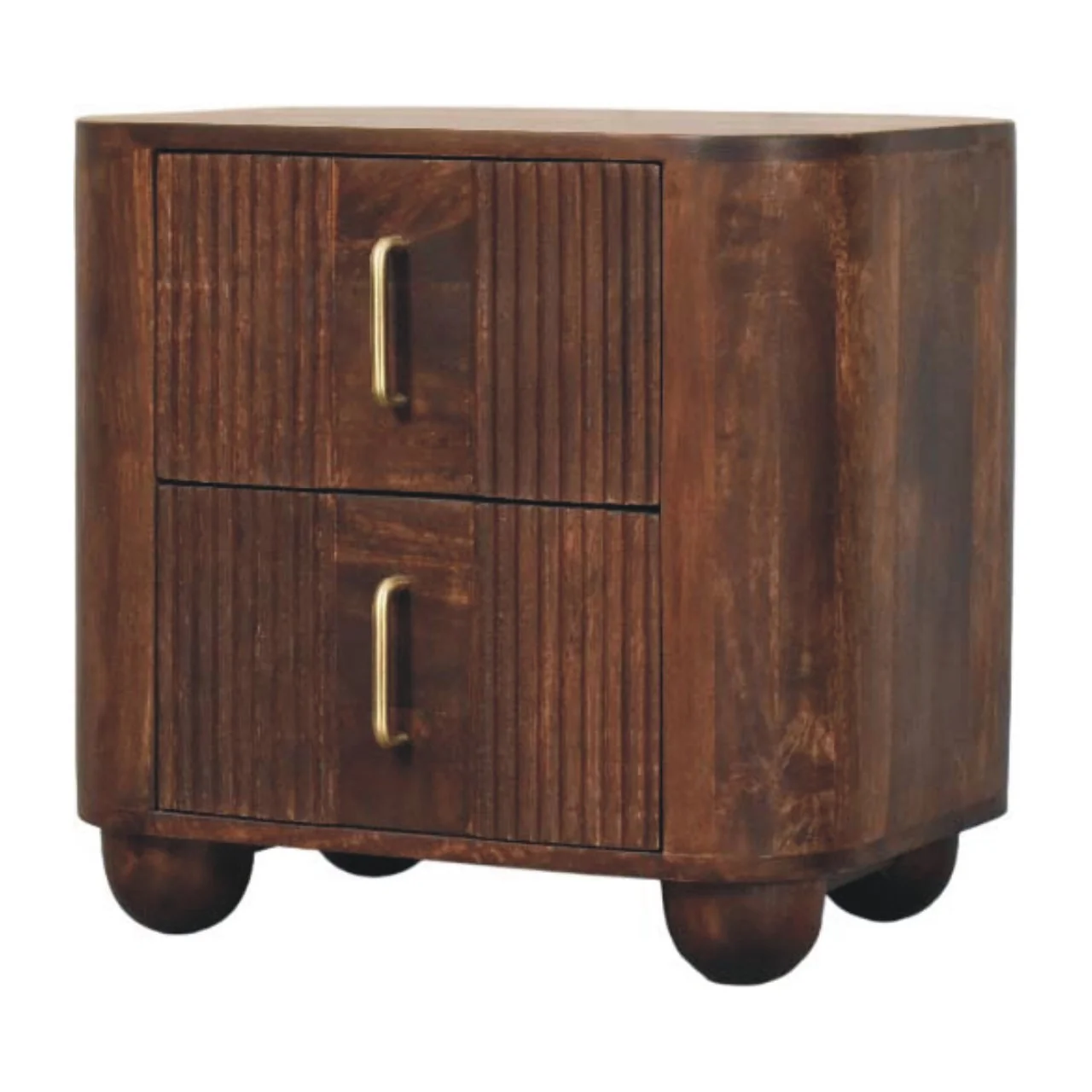 Artisan Furniture Massivholz Marlowe gerillter Nachttisch, 2 Schubladen, Dunkelbraun - Image 6