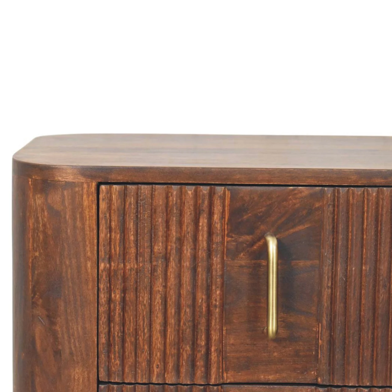 Artisan Furniture Massivholz Marlowe gerillter Nachttisch, 2 Schubladen, Dunkelbraun - Image 7
