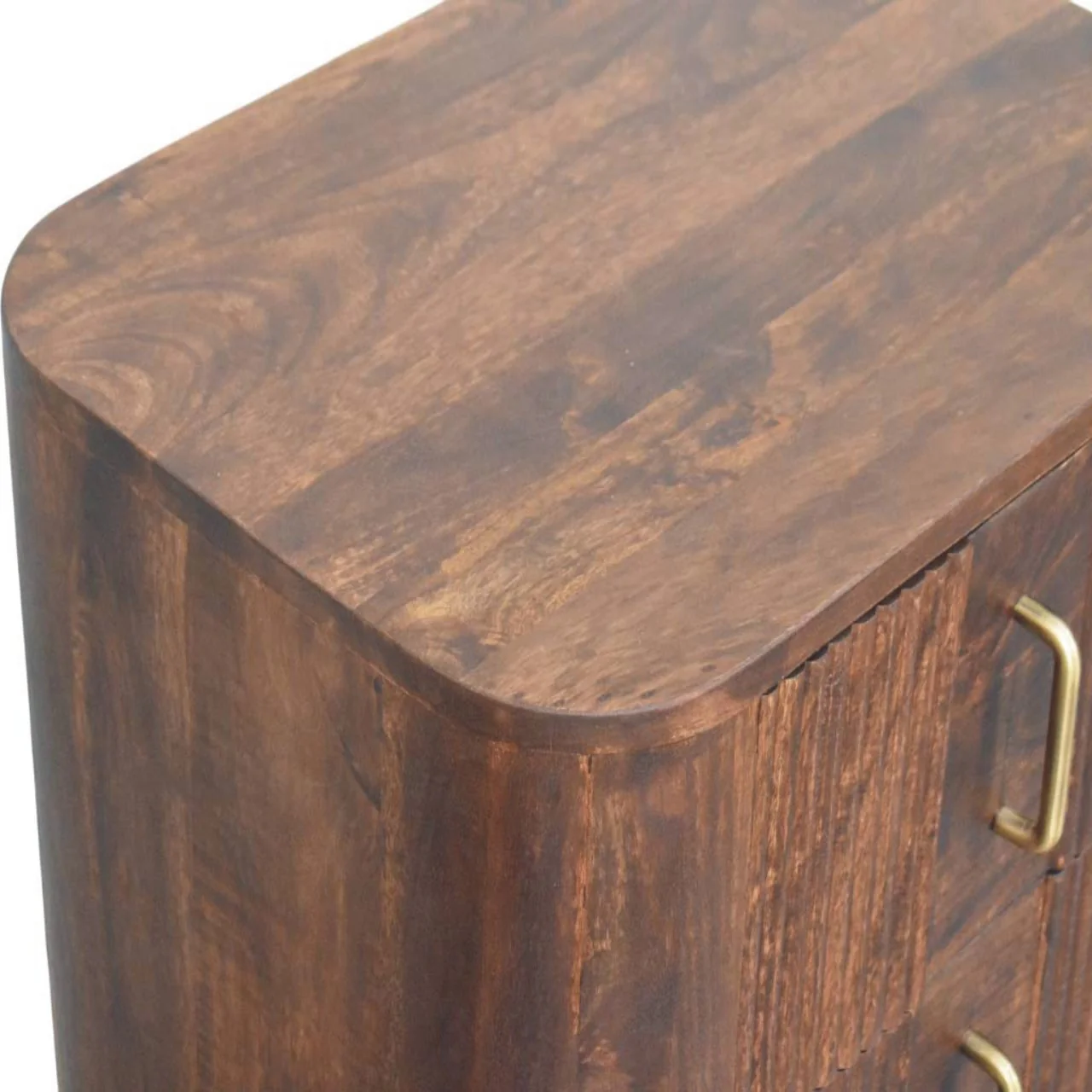 Artisan Furniture Massivholz Marlowe gerillter Nachttisch, 2 Schubladen, Dunkelbraun - Image 8