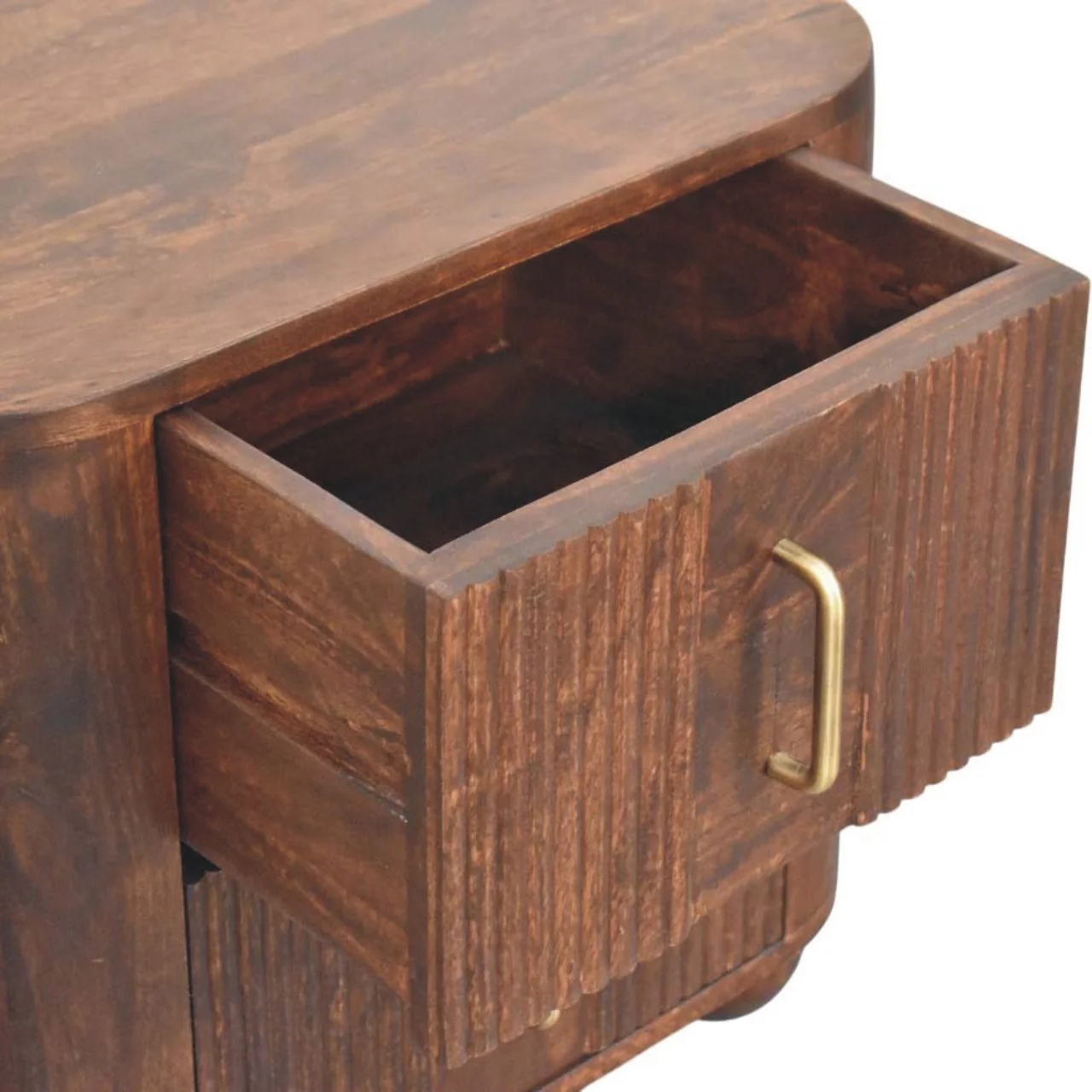 Artisan Furniture Massivholz Marlowe gerillter Nachttisch, 2 Schubladen, Dunkelbraun - Image 9