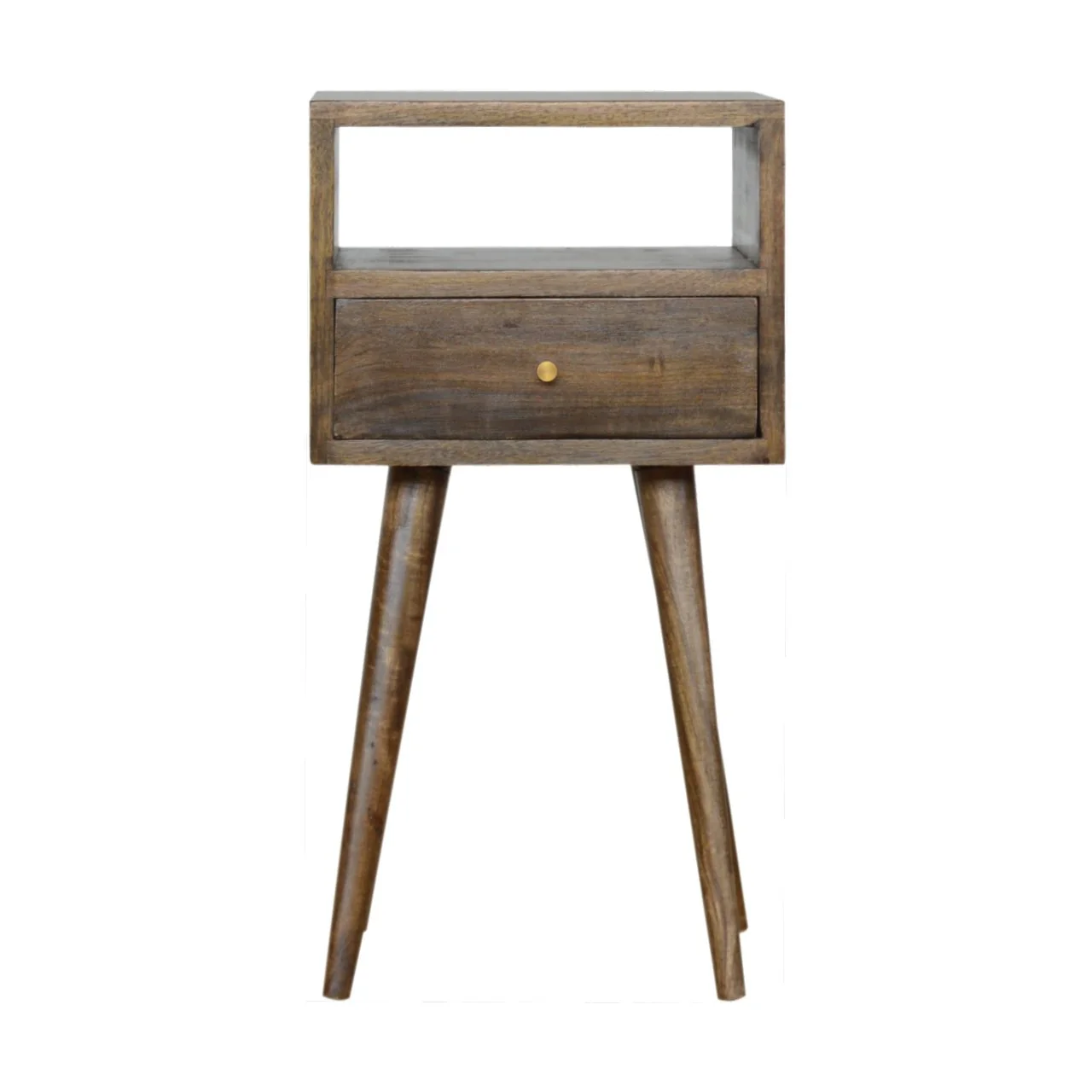 Artisan Furniture Massivholz Mini grau gewaschenes Nachttischchen Braun