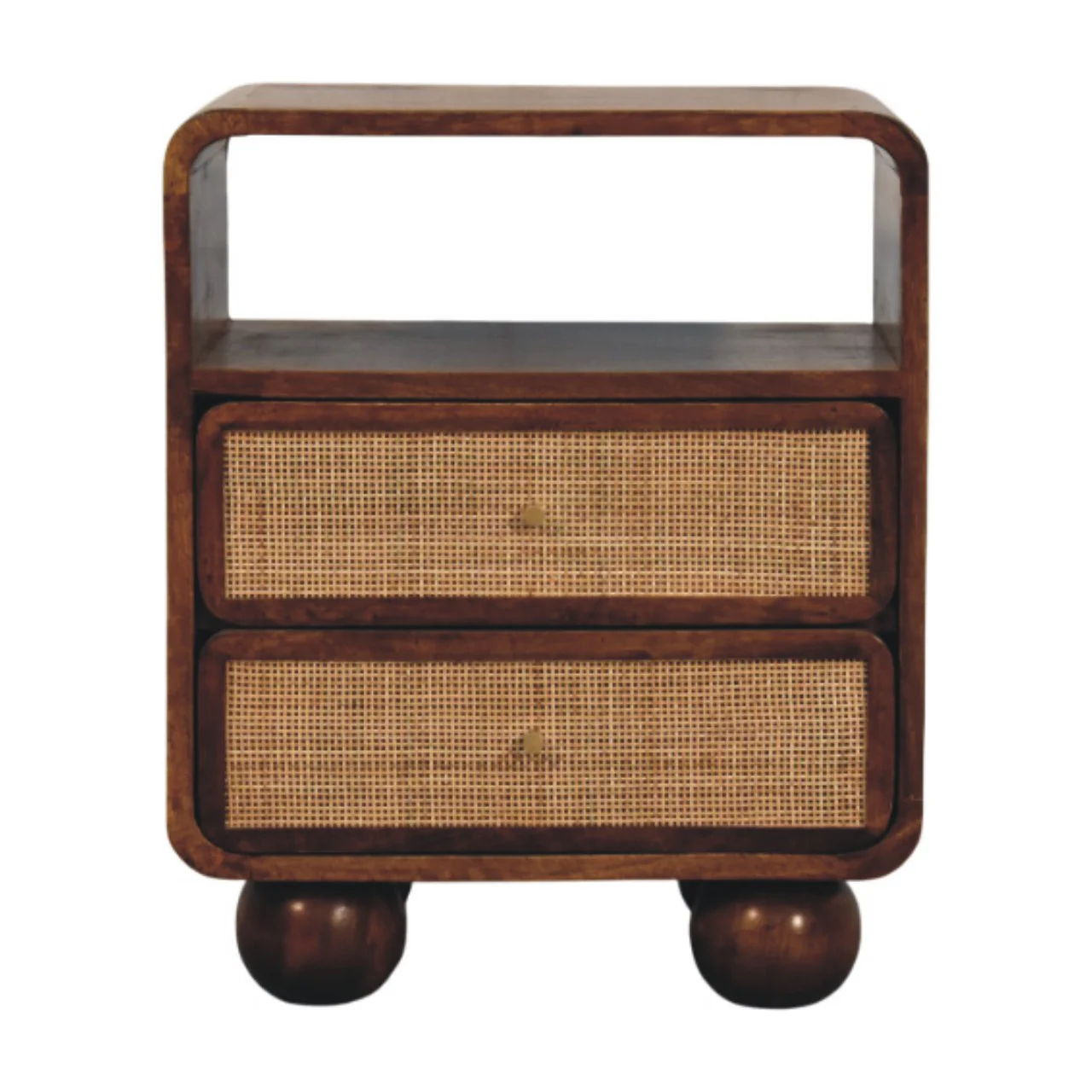 Artisan Furniture Massivholz-Nachttisch Larissa mit 2 Schubladen, braun