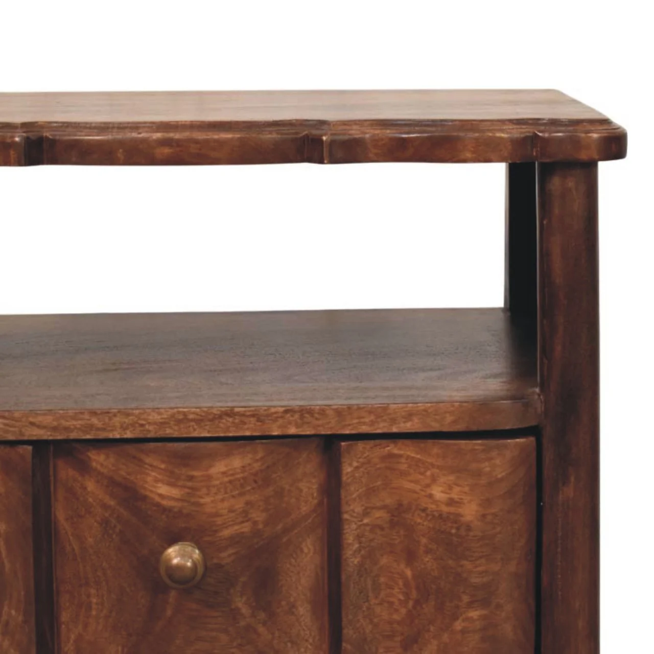 Artisan Furniture Massivholz Nachttisch mit 2 Schubladen und offenem Regal, Braun - Image 7