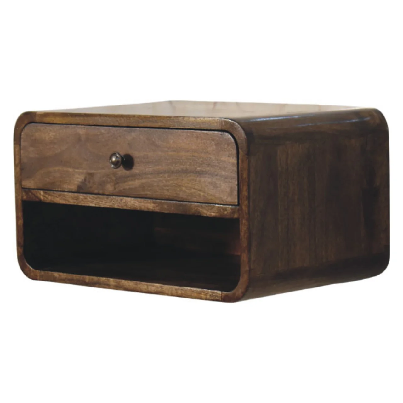 Artisan Furniture Massivholz-Nachttisch mit abgerundeten Kanten und 1 Schublade, braun - Image 2